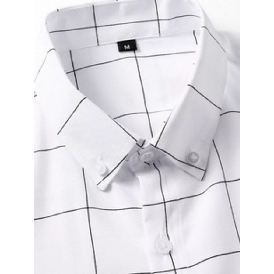 Men’s Plus Size Casual Plaid Print Button-Down Shirt Apparel and Accessories