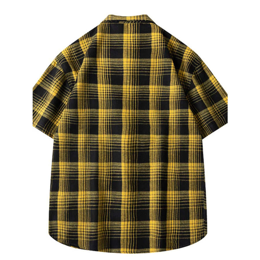 Men’s Plus Size Casual Plaid Short Sleeve Shirt Apparel and Accessories