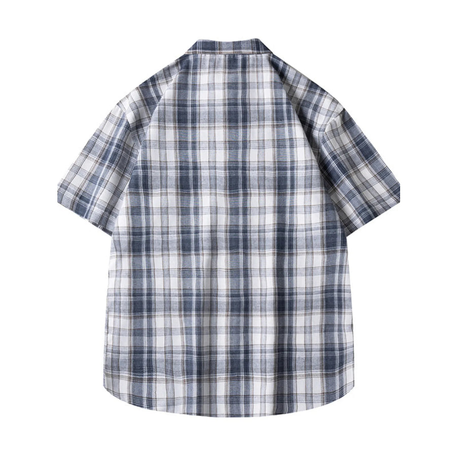 Men’s Plus Size Casual Plaid Short Sleeve Shirt Apparel and Accessories