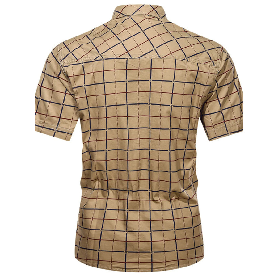 Men’s Plus Size Casual Plaid Short-Sleeve Shirt Apparel and Accessories