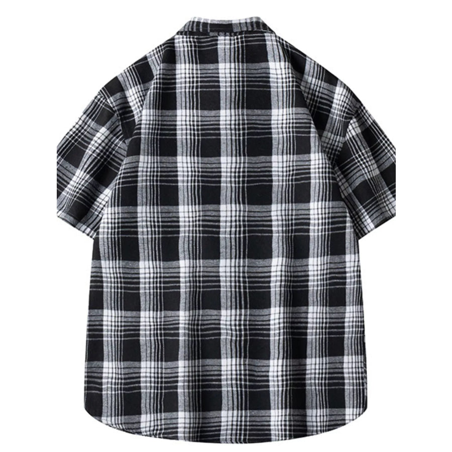 Men’s Plus Size Casual Plaid Short Sleeve Shirt Apparel and Accessories