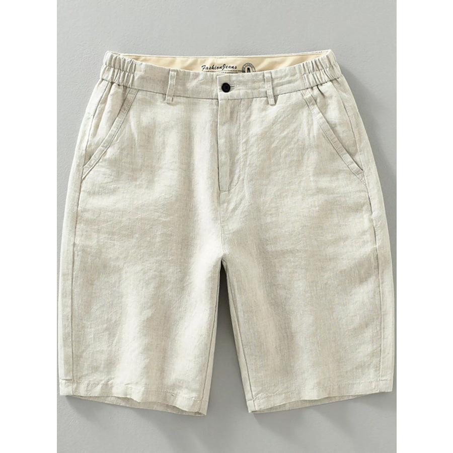 Men’s Plus Size Casual Pocketed Shorts Beige / M Apparel and Accessories