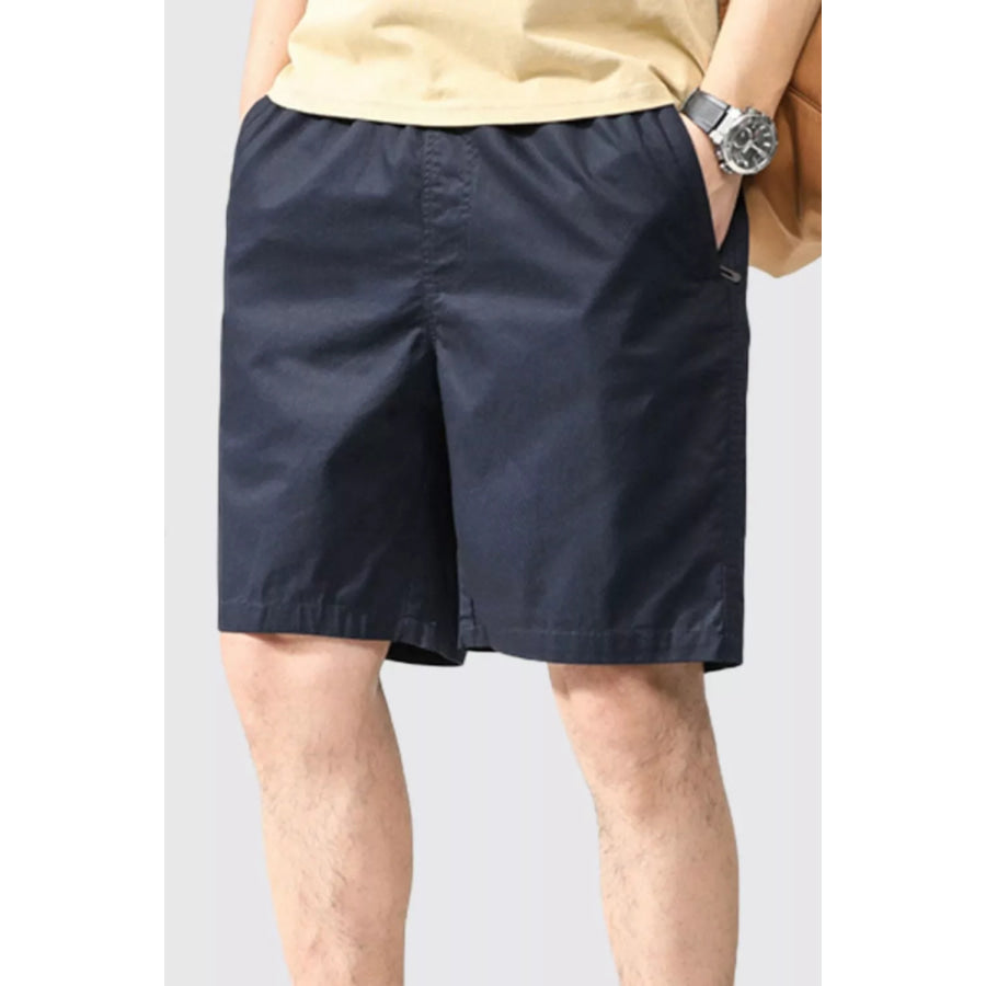 Men’s Plus Size Casual Pocketed Shorts Dark Blue / L Apparel and Accessories