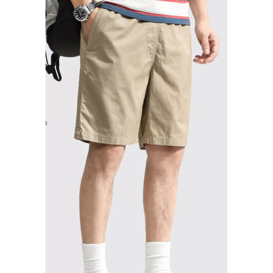 Men’s Plus Size Casual Pocketed Shorts Khaki / L Apparel and Accessories