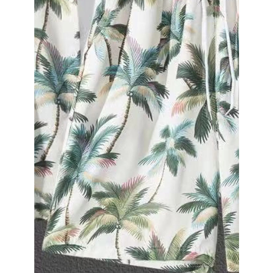Men’s Plus Size Casual Print Short Sleeve Shirt and Shorts Set Apparel Accessories