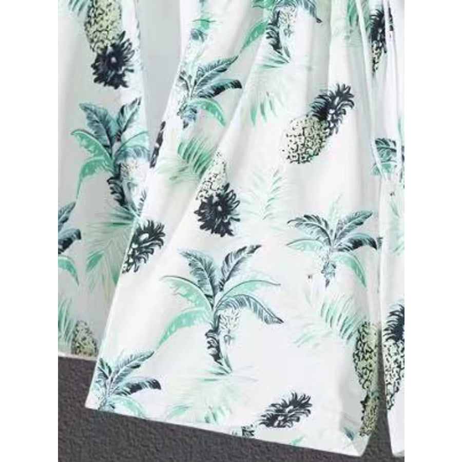 Men’s Plus Size Casual Print Short Sleeve Shirt and Shorts Set Apparel Accessories