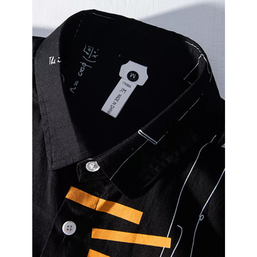Men’s Plus Size Casual Printed Long Sleeve Shirt Apparel and Accessories