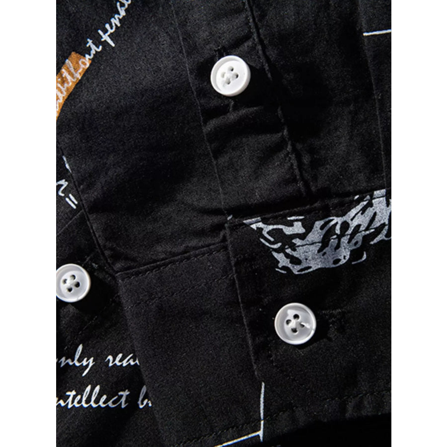 Men’s Plus Size Casual Printed Long Sleeve Shirt Apparel and Accessories