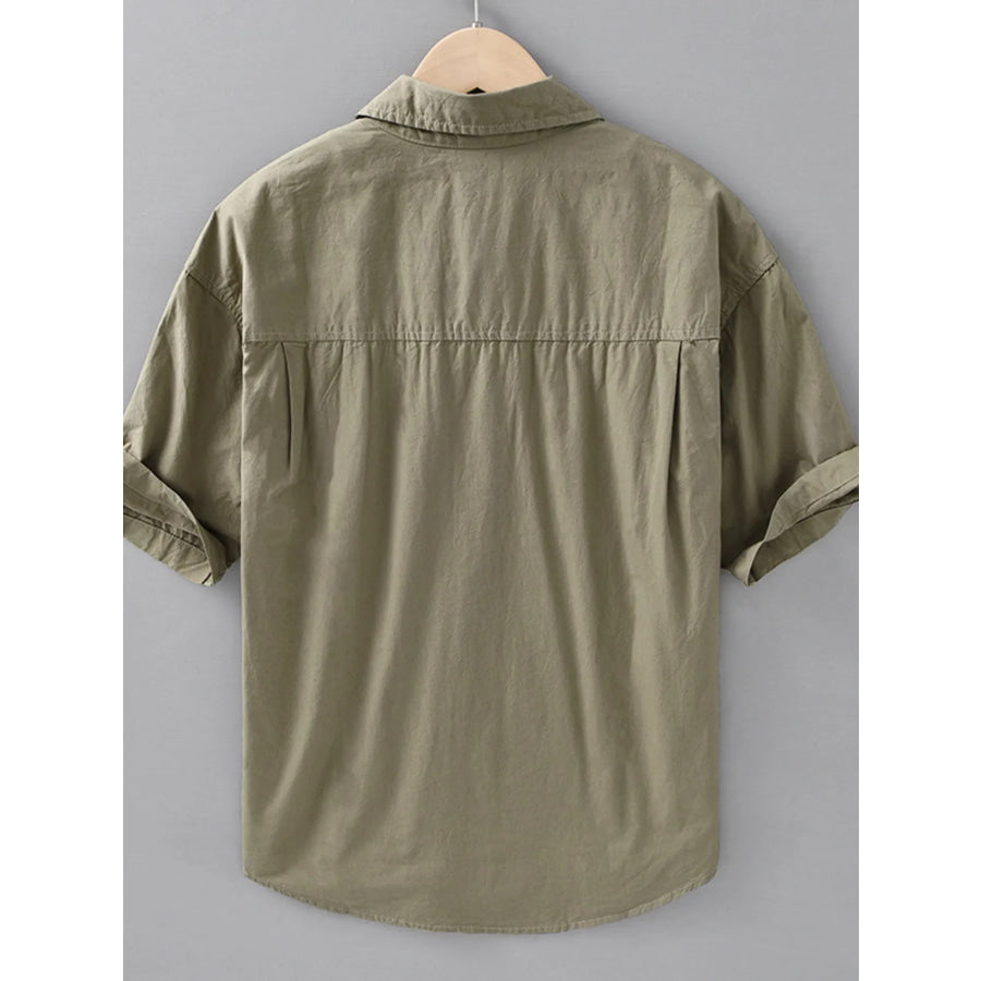 Men’s Plus Size Casual Short Sleeve Button-Down Shirt Apparel and Accessories