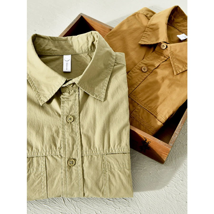 Men’s Plus Size Casual Short Sleeve Button-Down Shirt Apparel and Accessories