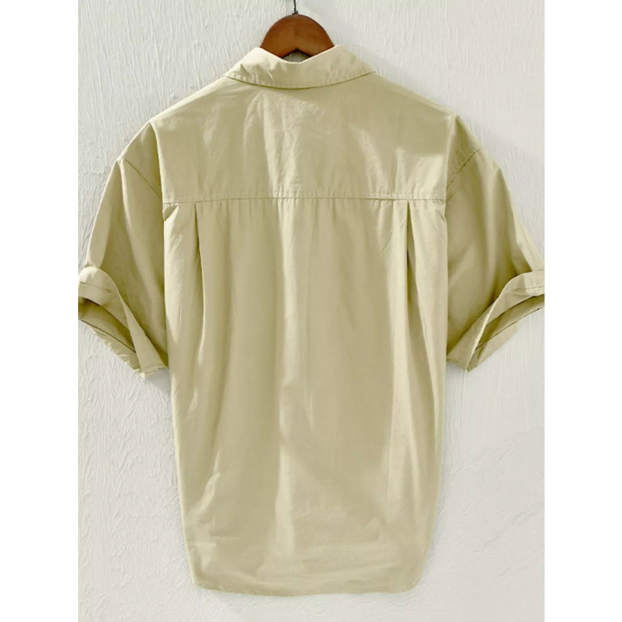 Men’s Plus Size Casual Short Sleeve Button-Down Shirt Apparel and Accessories