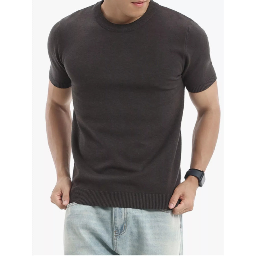 Men’s Plus Size Casual Short Sleeve Knit Top Dark Gray / M Apparel and Accessories