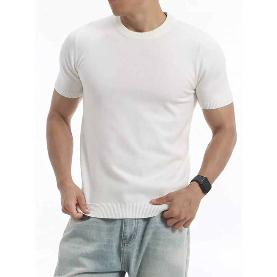 Men’s Plus Size Casual Short Sleeve Knit Top White / M Apparel and Accessories