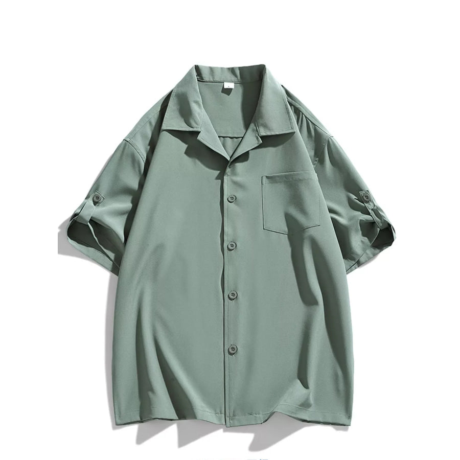 Men’s Plus Size Casual Short-Sleeve Shirt Air Force Blue / M Apparel and Accessories