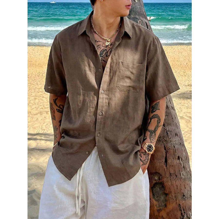 Men’s Plus Size Casual Short-Sleeve Shirt Apparel and Accessories