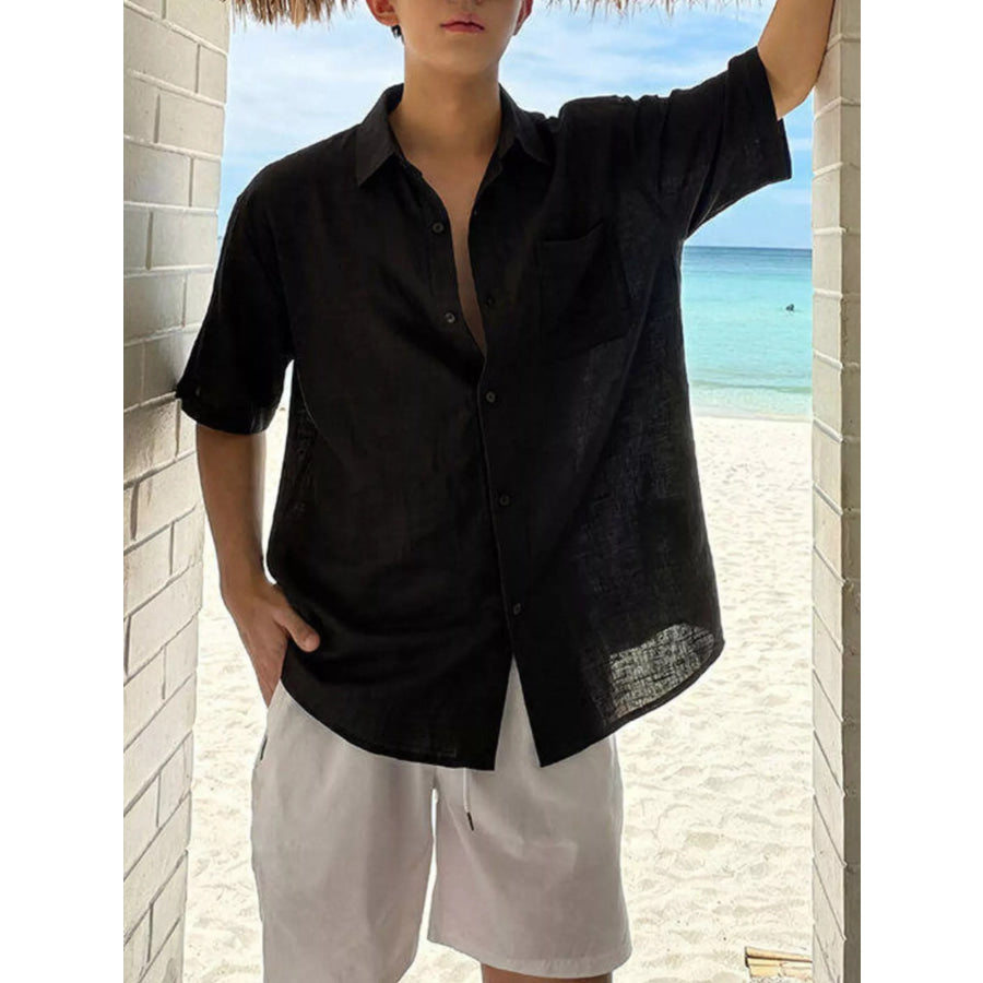 Men’s Plus Size Casual Short-Sleeve Shirt Apparel and Accessories