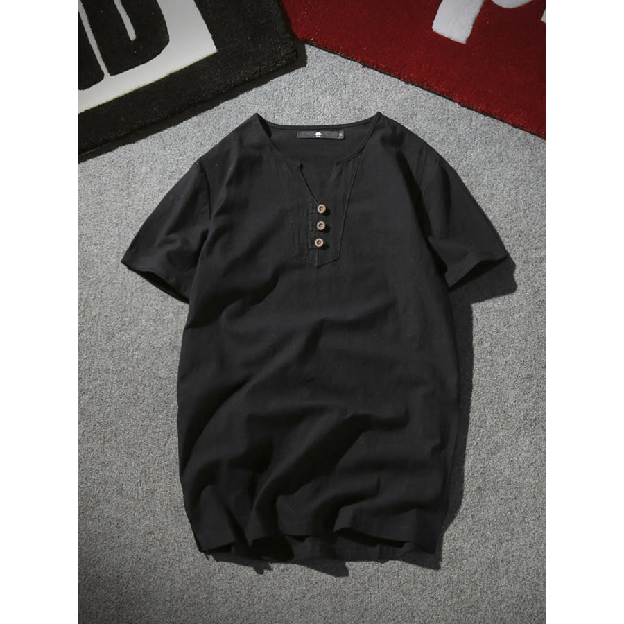 Men’s Plus Size Casual Short Sleeve Shirt Black / M Apparel and Accessories