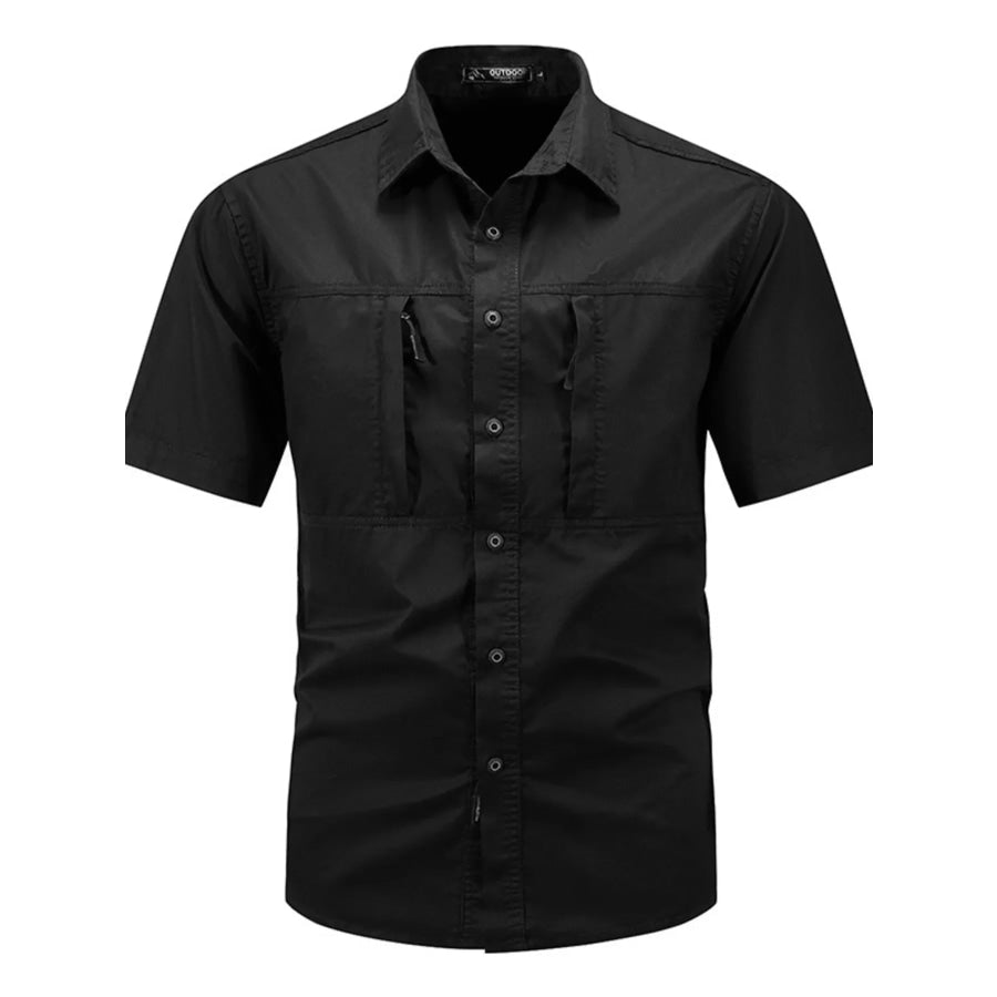 Men’s Plus Size Casual Short Sleeve Shirt Black / M Apparel and Accessories