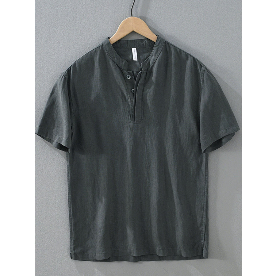 Men’s Plus Size Casual Short Sleeve Shirt Black / M Apparel and Accessories