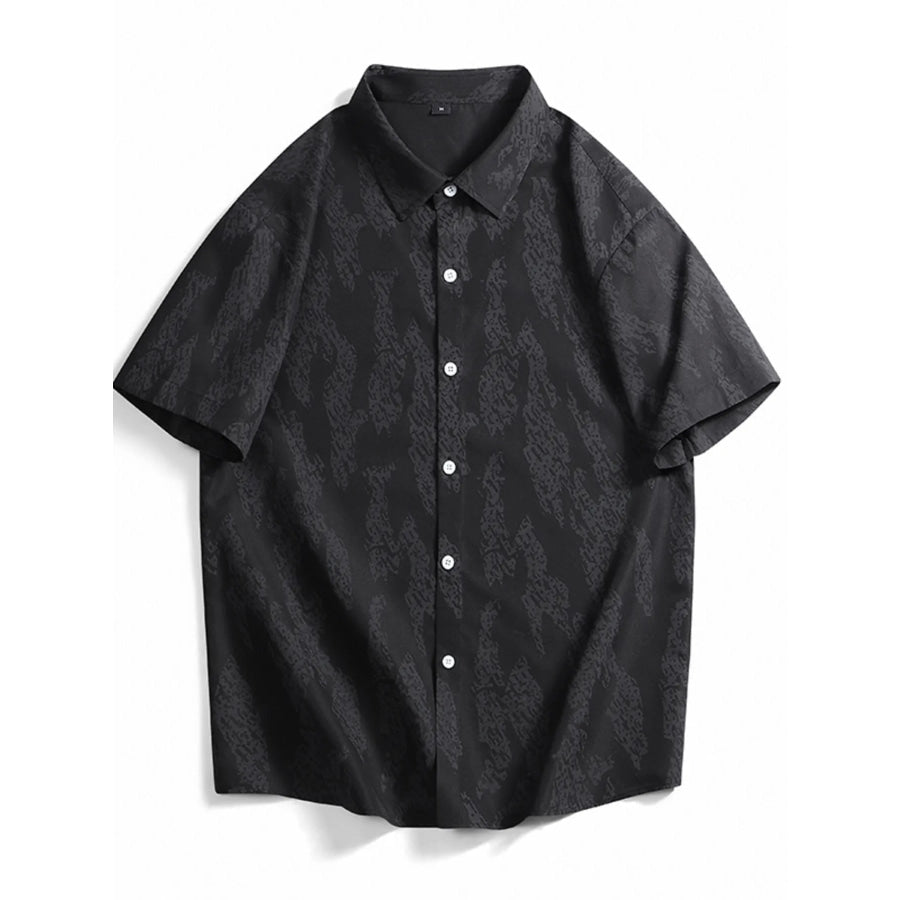 Men’s Plus Size Casual Short Sleeve Shirt Black / M Apparel and Accessories
