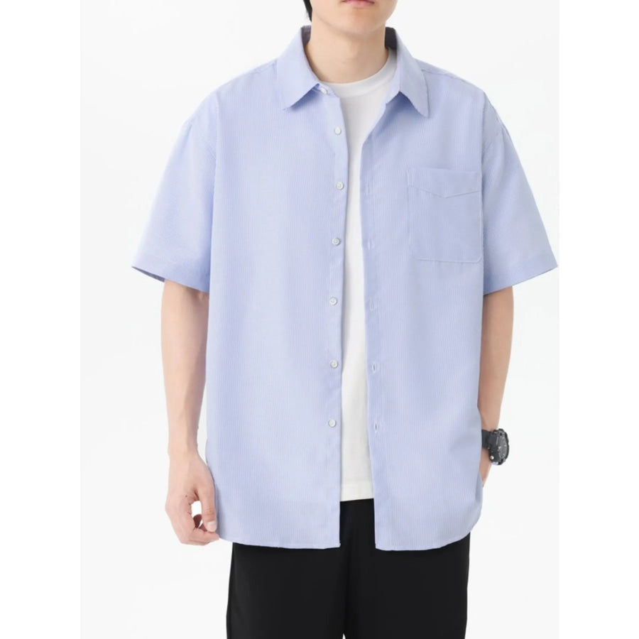 Men’s Plus Size Casual Short-Sleeve Shirt Blue / M Apparel and Accessories