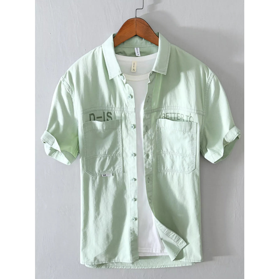 Men’s Plus Size Casual Short Sleeve Shirt Green / M Apparel and Accessories