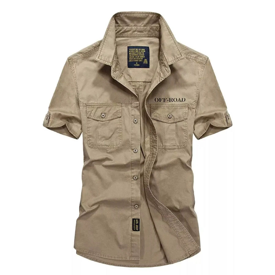 Men’s Plus Size Casual Short-Sleeve Shirt Khaki / M Apparel and Accessories