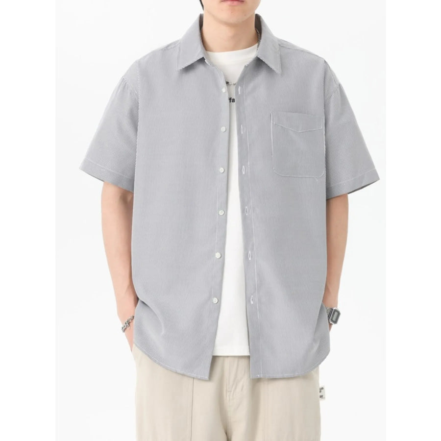 Men’s Plus Size Casual Short-Sleeve Shirt Light Gray / M Apparel and Accessories