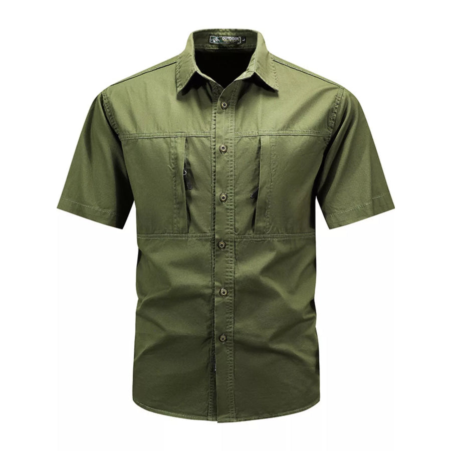 Men’s Plus Size Casual Short Sleeve Shirt Moss / M Apparel and Accessories