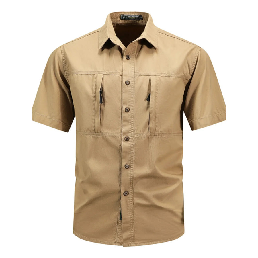 Men’s Plus Size Casual Short Sleeve Shirt Mustard / M Apparel and Accessories