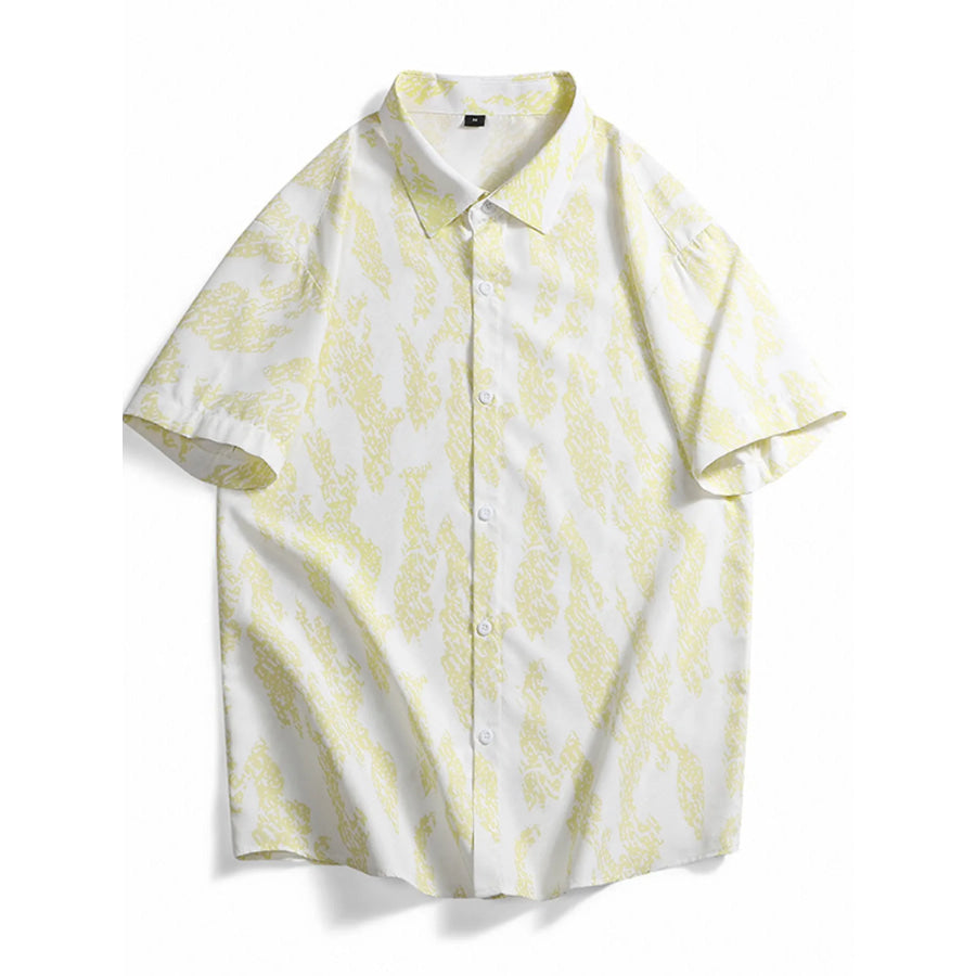 Men’s Plus Size Casual Short Sleeve Shirt Neon Yellow / M Apparel and Accessories