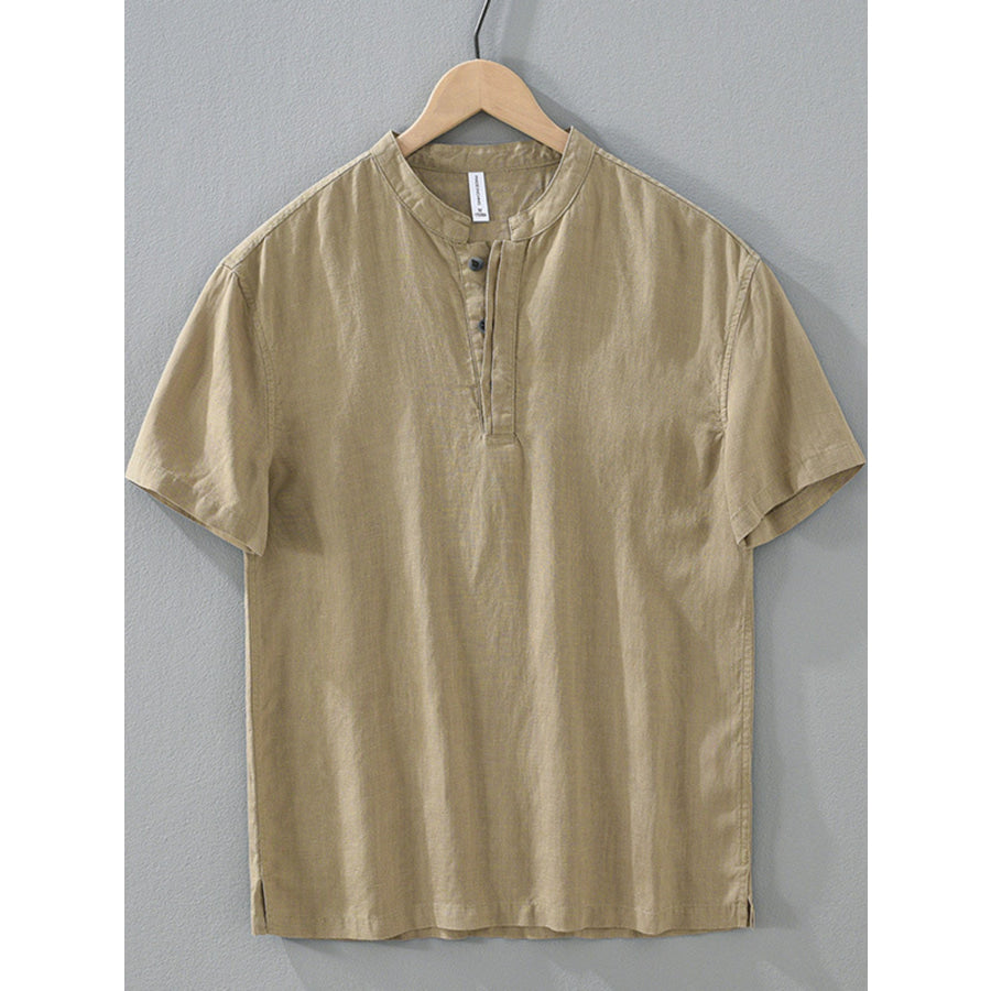 Men’s Plus Size Casual Short Sleeve Shirt Olive / M Apparel and Accessories
