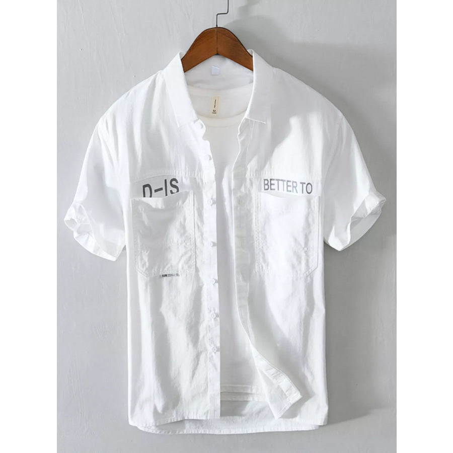 Men’s Plus Size Casual Short Sleeve Shirt White / M Apparel and Accessories