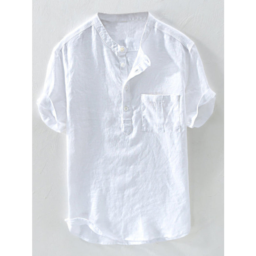 Men’s Plus Size Casual Short Sleeve Shirt White / M Apparel and Accessories