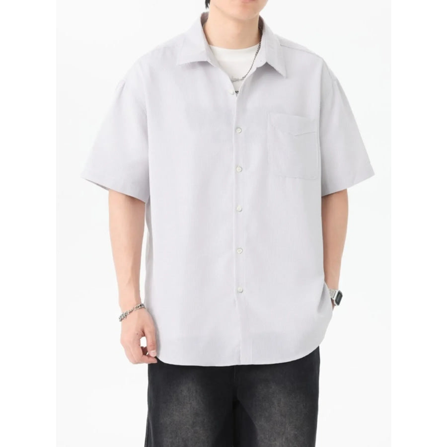 Men’s Plus Size Casual Short-Sleeve Shirt White / M Apparel and Accessories