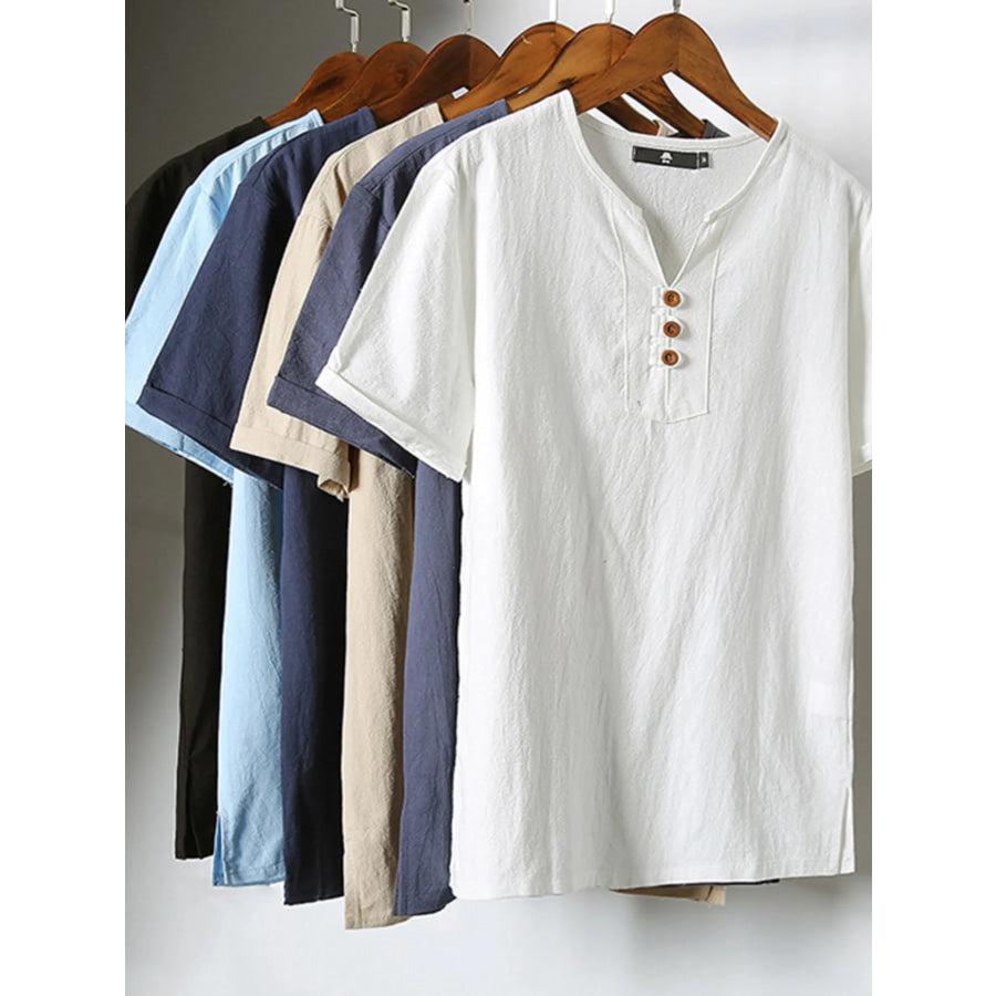 Men’s Plus Size Casual Short Sleeve Shirt White / M Apparel and Accessories