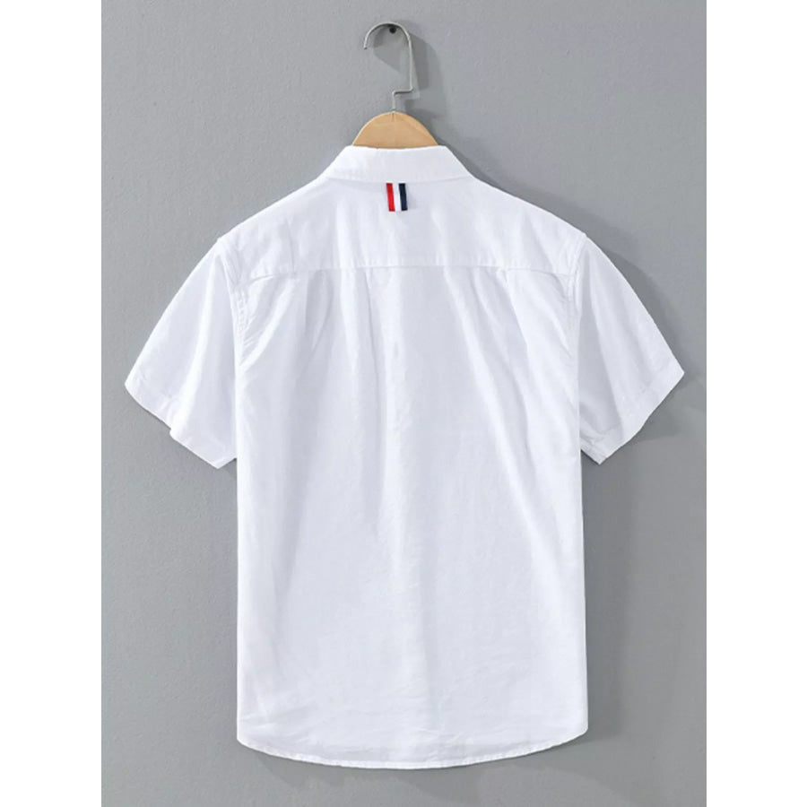 Men’s Plus Size Casual Short Sleeve Shirt with Contrast Stripe Detail Apparel and Accessories