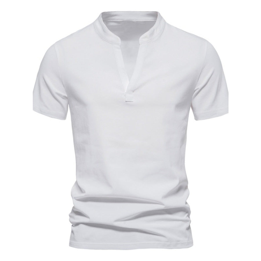 Men’s Plus Size Casual Short Sleeve Slim Fit T-Shirt White / M Apparel and Accessories