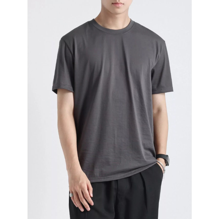 Men’s Plus Size Casual Short Sleeve T-Shirt Dark Gray / M Apparel and Accessories