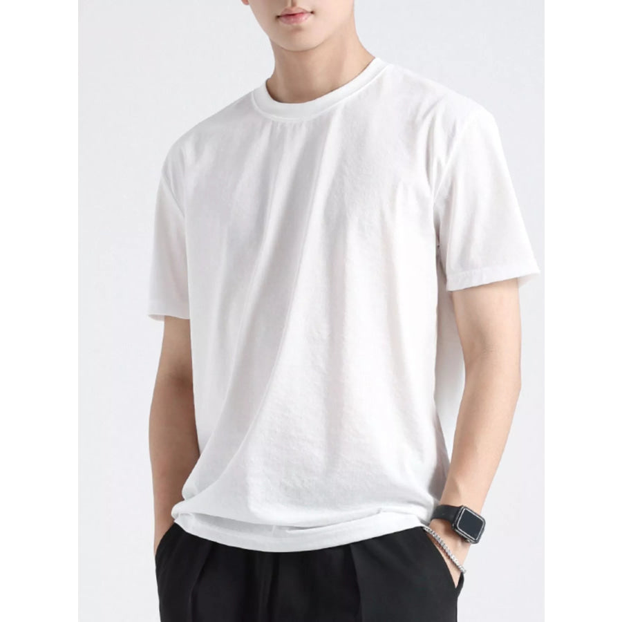 Men’s Plus Size Casual Short Sleeve T-Shirt White / M Apparel and Accessories