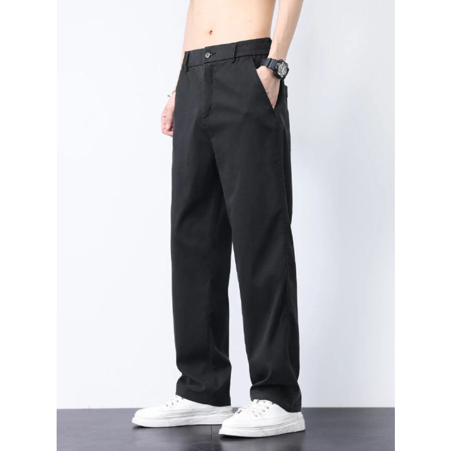 Men’s Plus Size Casual Straight-Leg Pants Black / M Apparel and Accessories
