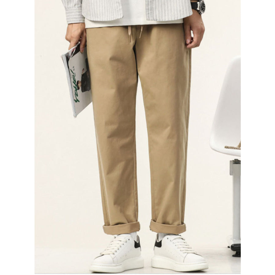 Men’s Plus Size Casual Straight-Leg Pants Khaki / M Apparel and Accessories