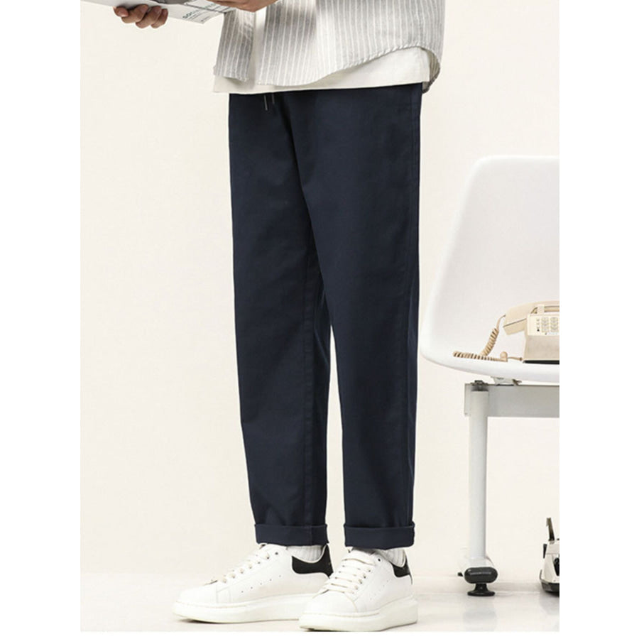 Men’s Plus Size Casual Straight-Leg Pants Navy Blue / M Apparel and Accessories