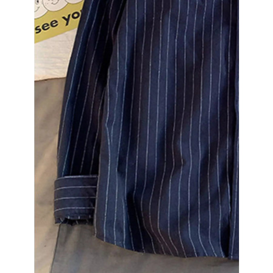 Men’s Plus Size Casual Striped Long Sleeve Shirt Apparel and Accessories