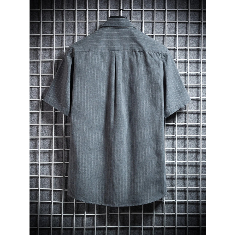 Men’s Plus Size Casual Striped Short Sleeve Shirt Apparel and Accessories