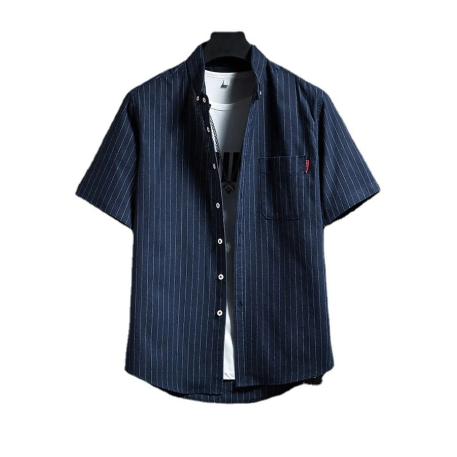 Men’s Plus Size Casual Striped Short Sleeve Shirt Apparel and Accessories
