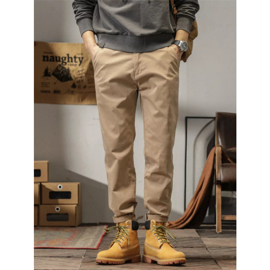 Men’s Plus Size Casual Style Slim Fit Ankle Banded Pants Khaki / M Apparel and Accessories