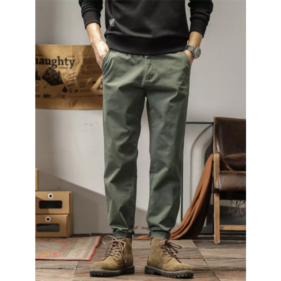 Men’s Plus Size Casual Style Slim Fit Ankle Banded Pants Military Green / M Apparel and Accessories