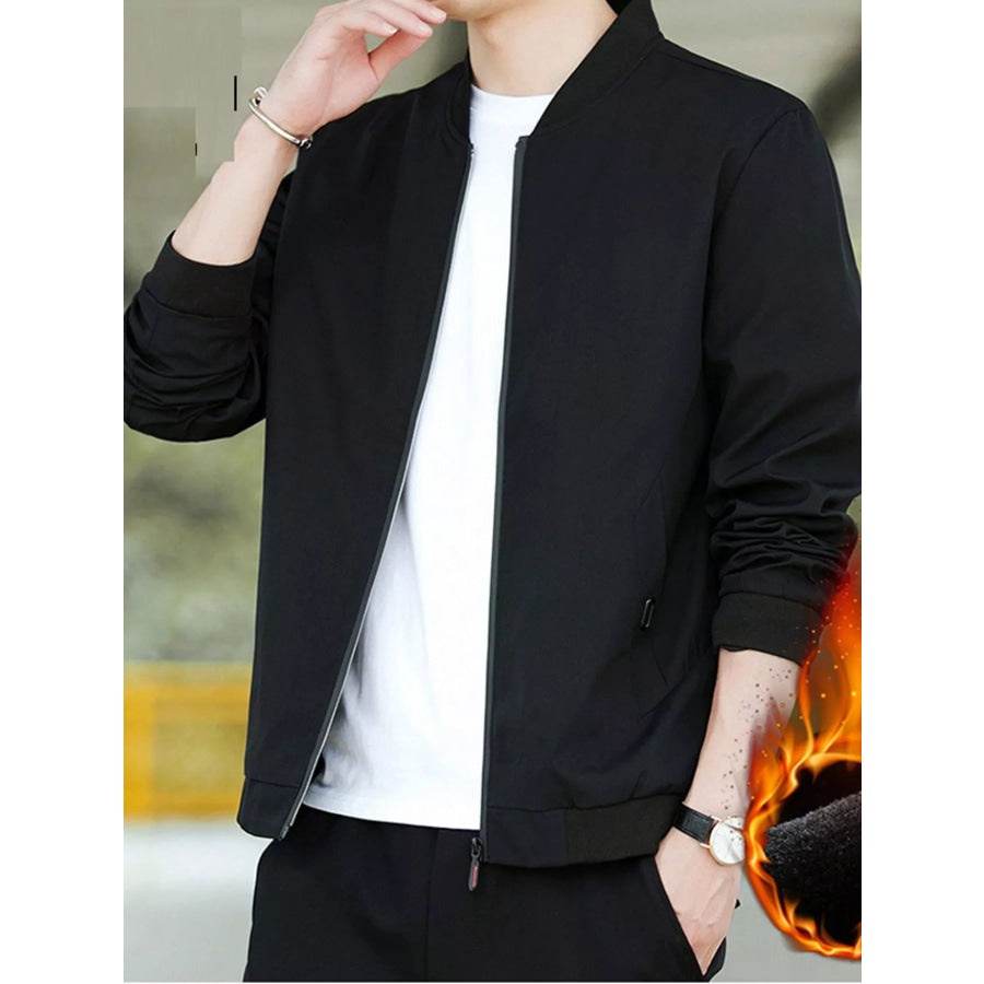 Men’s Plus Size Casual Zip Up Jacket Black-2030 Lightweight / M Apparel and Accessories