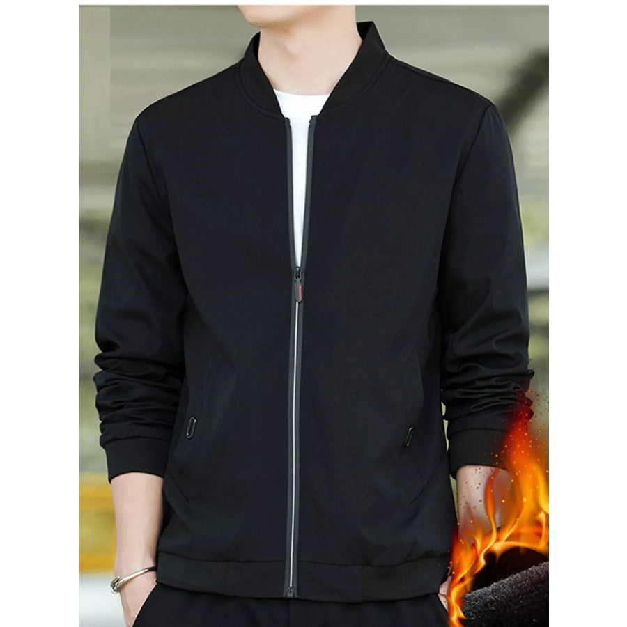 Men’s Plus Size Casual Zip Up Jacket Black-8748 Lightweight / M Apparel and Accessories